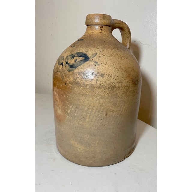 Up for sale is a wonderful antique 19th century handmade stoneware pottery jug. It's made by hand out of thick pottery...