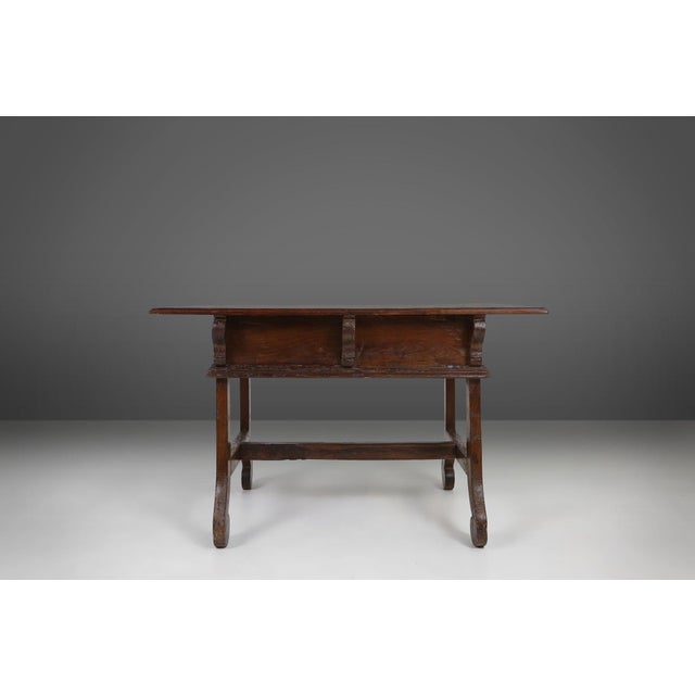 Antique Spanish Console Table in Carved Oak with Drawers, 1700s For Sale - Image 17 of 18
