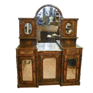 Servant Sideboard in Walnut Inlaid with France Mirror, 1850s For Sale