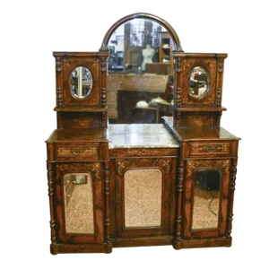 Servant Sideboard in Walnut Inlaid with France Mirror, 1850s