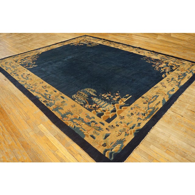1920s Navy Open Field With Traditional Motif Repertoire of Chinese Peking Rug For Sale - Image 4 of 8