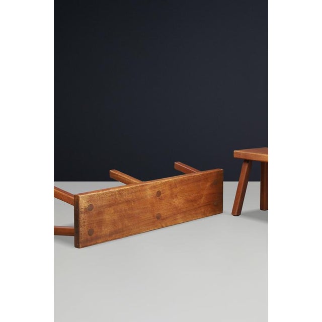 French Primitive Oak Bench with Rich Patina, 1960s For Sale - Image 10 of 15