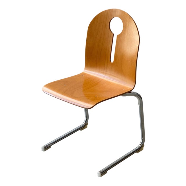 Stackable Cantilever Chairs in Beech and Chrome, 1990s For Sale