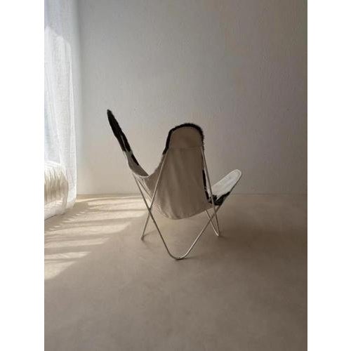 Textile Vintage Cowhide Leather Butterfly Chair, 1970s For Sale - Image 7 of 12