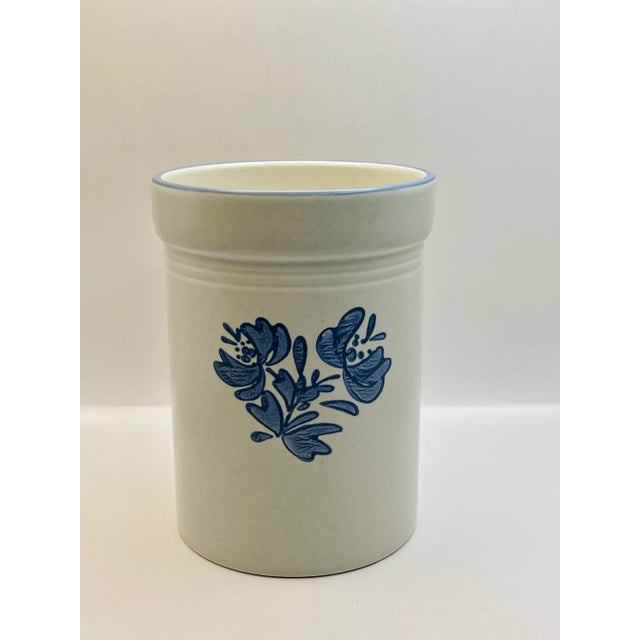 Ceramic Mid 20th Century Blue & White Stoneware Crock For Sale - Image 7 of 7