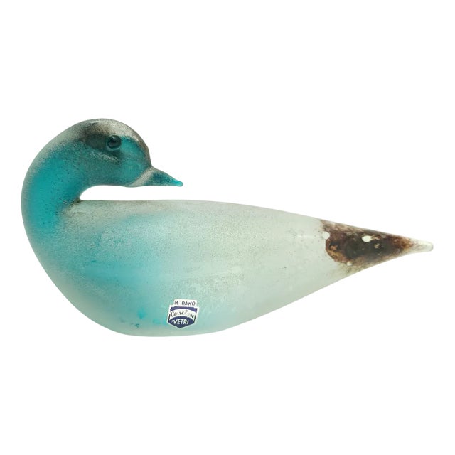 Teal Scavo Glass Bird by Gino Cenedese, 1960s For Sale