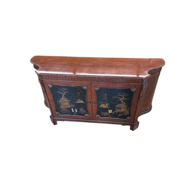 1920s English Chinoiserie Mahogany Credenza For Sale - Image 4 of 12