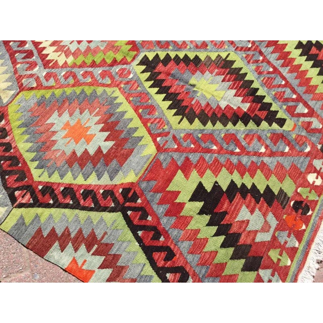 1960s Vintage Turkish Kilim Rug - 106" X 68.5" For Sale - Image 5 of 11