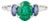 Classic Oval Cut Emerald Blue Sapphire Trinity Ring Size 5.5 in 14k White Gold For Sale