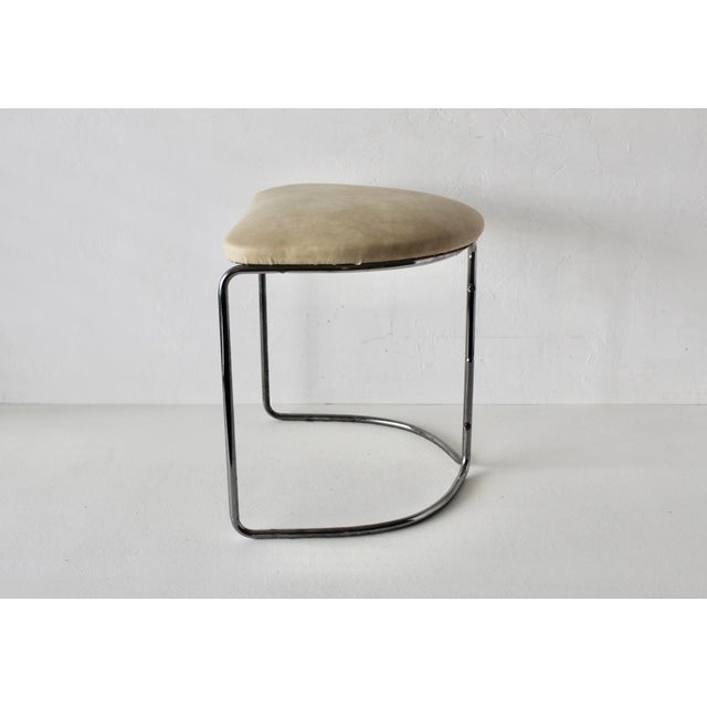 1960s 1960s Gian Franco Legler Style Bauhaus Chromed Tubular Vinyl Seat Cantilevered Stool For Sale - Image 5 of 13