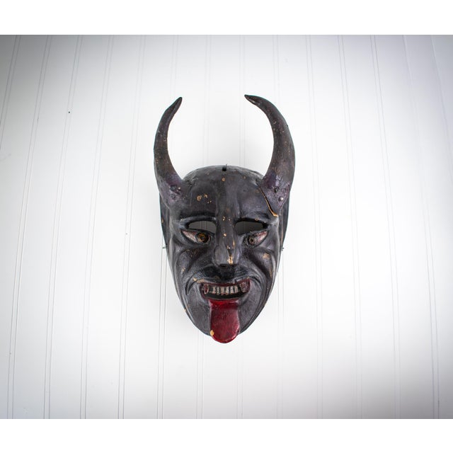 Incredible old hand-carved devil or demon mask — from an eclectic collector's estate that went up to auction in...