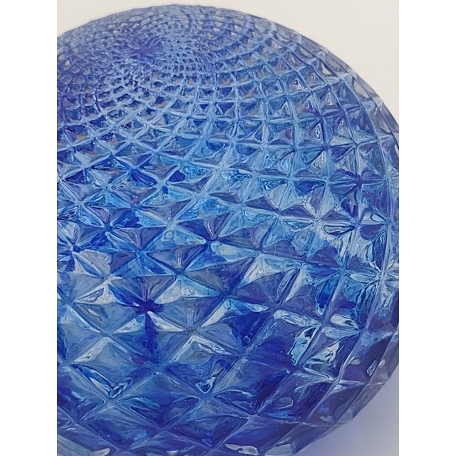 Vintage Handblown Cobalt Blue Cut Glass Paperweight, Signed & Dated 2002 For Sale - Image 9 of 11