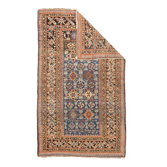 Antique Caucasian Kuba Rug 3’10" x 6’3”. Azeri Turks inhabit the Kuba area of the central west Caspian Caucasus and weave...