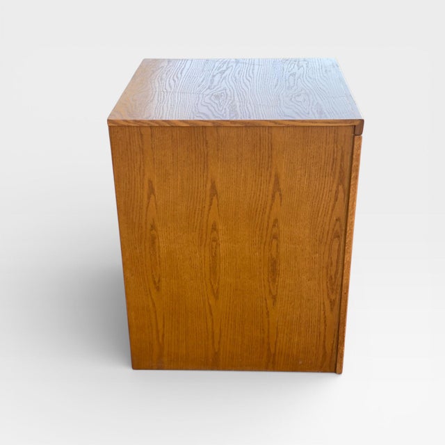 Late 20th Century Solid Oak Media Cabinet With Pull-Out Shelf For Sale - Image 13 of 17