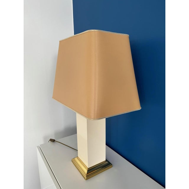 Beige and Gold Design Buffet Table Lamp in the style of Jean Claude Mahey, 1990s For Sale - Image 6 of 9