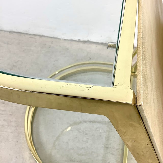 Vintage Hollywood Regency Brass & Glass Magazine Rack Side Table For Sale - Image 9 of 18