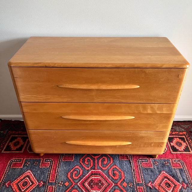 Mid-Century Modern 1950s Mid-Century Heywood Wakefield Dresser 3 Drawer Refinished, Attributed For Sale - Image 3 of 11