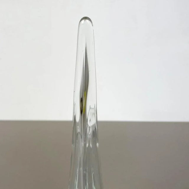 Glass Large Floral Crystal Glass Vase attributed to Flavio Poli for Art Vannes, France, 1970s For Sale - Image 7 of 18