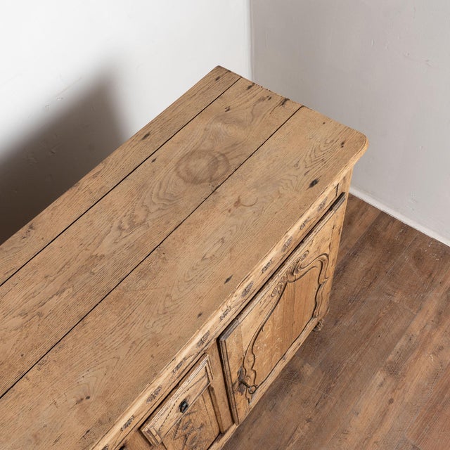 Wood 19th Century French Long Bleached Oak Three Door Sideboard Buffet For Sale - Image 7 of 13