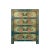 Wood Distressed Teal Green Blue Flowers Graphic 4 Drawers End Table Nightstand For Sale - Image 7 of 7