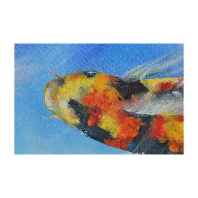 "Two Koi" Contemporary Aquatic Oil Painting, Framed For Sale - Image 4 of 5
