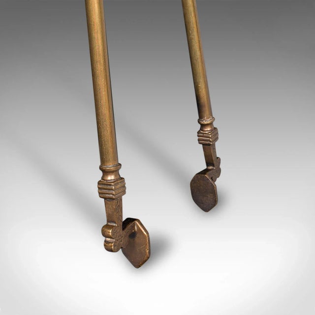 Antique Fire Tool Set, English, Brass, Shovel, Tongs, Poker, Victorian, c.1870 For Sale - Image 10 of 12