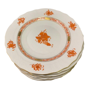 1960s Herend Set of 6 Chinese Bouquet Plates in Rust Color