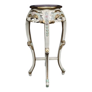 Italian Style Hand-Painted Plant Stand With Pink Marble Top For Sale