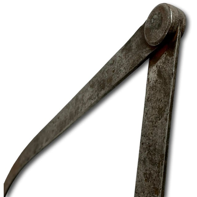 Charcoal Giant Antique Hand Made Wrought Iron Industrial Era Foundry Calipers Circa Mid 19th Century - 24 Inches Tall For Sale - Image 8 of 12