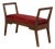 Small Wooden Bench Upholstered in Red Art Deco Velvet, 1940s For Sale