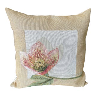 1990s Tapestry Pillow From Belgium With Beige Cotton Velvet Back For Sale