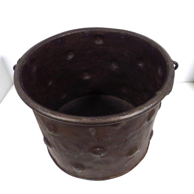 Rustic Large Distessed Metal Planter For Sale - Image 3 of 7