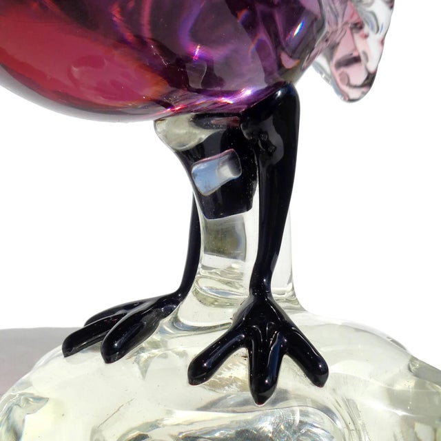 Vintage Murano Sommerso Red Amethyst Italian Art Glass Mid Century Bird Sculpture Figure For Sale In Orlando - Image 6 of 7