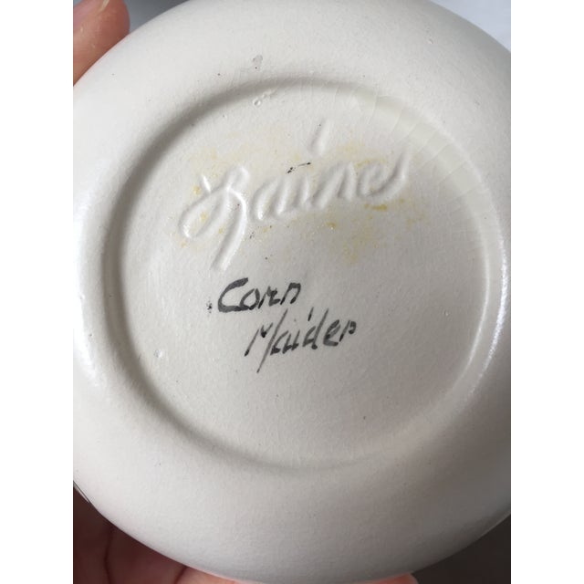 Hand Painted Corn Maiden Pottery Vase With Turquoise Stone Inlay For Sale - Image 13 of 13