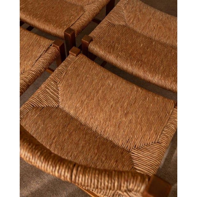 French Mid-Century Wood and Rush Dining Chairs, 1960s, Set of 6 For Sale - Image 15 of 18