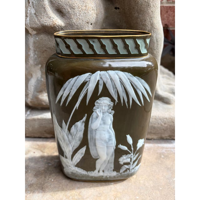 Late 19th Century 19c Victorian George Jones Pâte-Sur-Pâte Vase For Sale - Image 5 of 11