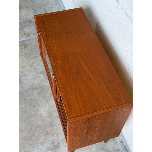 Vintage Danish Teak Display Cabinet With Sliding Glass Doors 1960s For Sale - Image 9 of 10