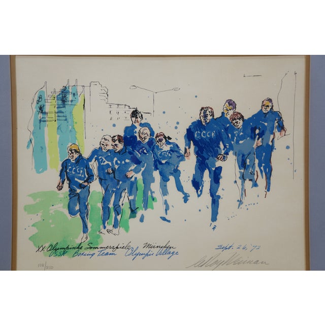 Late 20th Century LeRoy Neiman 1972 Signed Russian Boxing Team Munich Olympics Serigraph 26" For Sale - Image 5 of 12