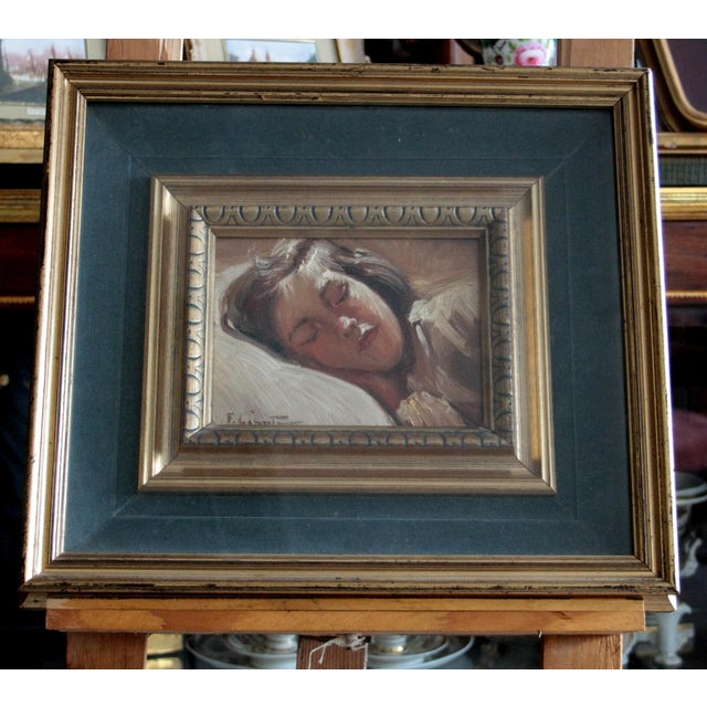 Francesco Galante, Sleeping Girl, 1960s, Oil on Canvas For Sale - Image 4 of 10