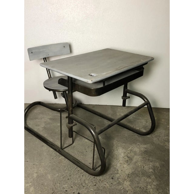 Gray Vintage American School Desk For Sale - Image 8 of 9