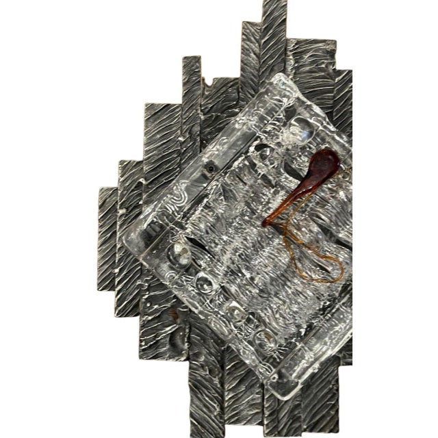 Pair Italian Brutalist Glass Sconces by Albano Poli for Poliarte Italy, 1970's. For Sale - Image 9 of 11