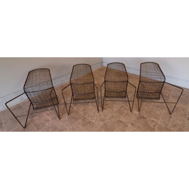 Late 20th Century Sonoma Wire Mesh Chairs With Sled Bases, Set of 4 For Sale - Image 6 of 14