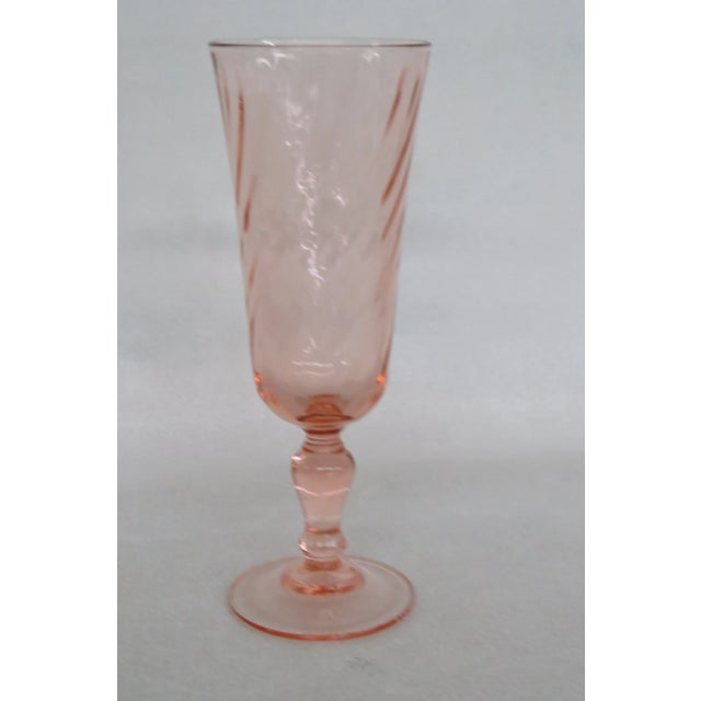 Mid-Century Modern Late 20th Century Optic Pink Champagne Flutes by Cristal D’Arques Optic Swirl- Set of 8 For Sale - Image 3 of 13