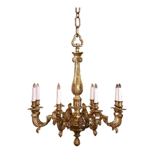 Early 20th Century French Louis XV Bronze Dore Eight-Light Chandelier