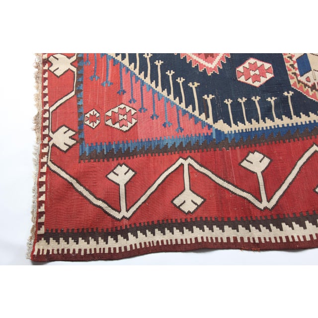 Textile Antique Collectore Caucasian Shirvan Handwoven Kilim Late 19c -7' 1'' X 12' 2'' For Sale - Image 7 of 14