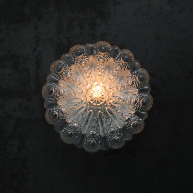 Mid-Century Round Clear Glass Sconce For Sale - Image 6 of 7
