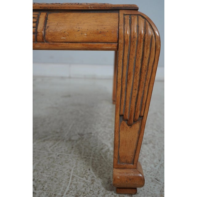 Glass & Carved Wood Square Cocktail Coffee Table For Sale In Philadelphia - Image 6 of 14