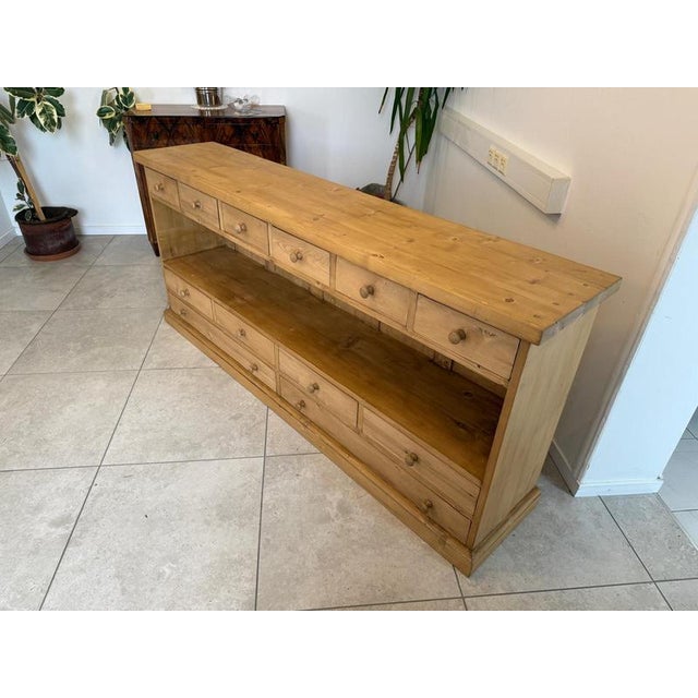 Wood Rustic 12-Drawer Sideboard in Softwood For Sale - Image 7 of 14