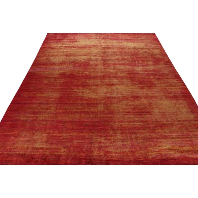 Rug & Kilim Rug & Kilim’s Modern Textural Rug in Red and Gold Tones and Striae For Sale - Image 4 of 8