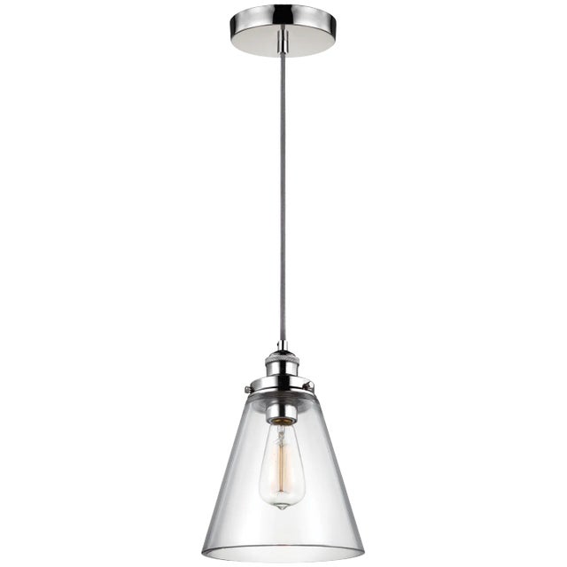 Modern Sean Lavin By Visual Comfort Studio Baskin Cone Pendant in Polished Nickel For Sale - Image 3 of 3